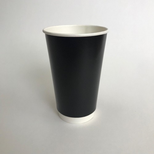 Двухслойный черный бумажный стакан с технологией ThermoCup 300 мл для больших порций чая и кофе, латте, капучино 90*60*111 мм